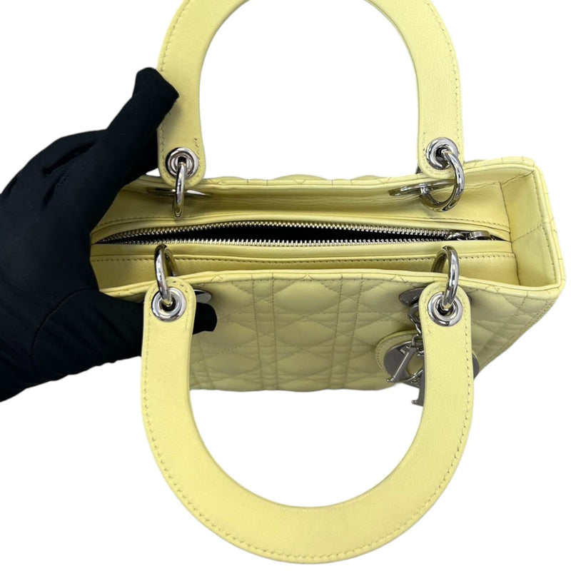 Lady Dior Medium Lambskin Cannage Yellow SHW