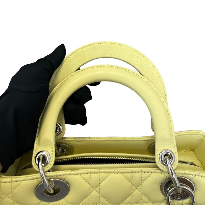 Lady Dior Medium Lambskin Cannage Yellow SHW