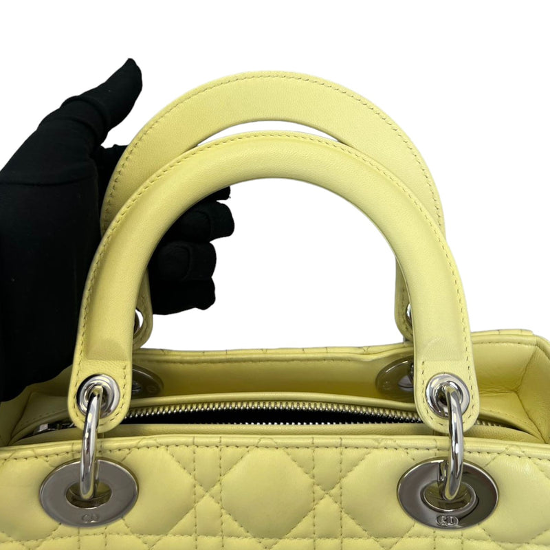 Lady Dior Medium Lambskin Cannage Yellow SHW