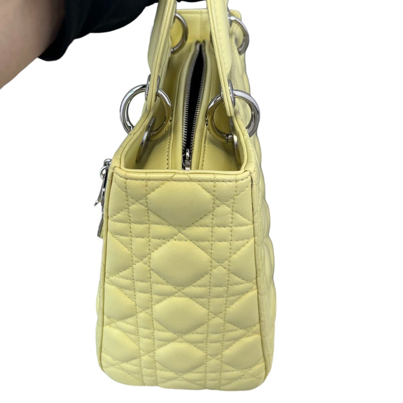 Lady Dior Medium Lambskin Cannage Yellow SHW