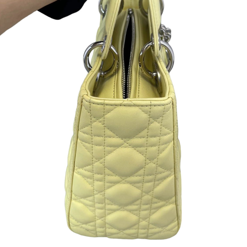 Lady Dior Medium Lambskin Cannage Yellow SHW