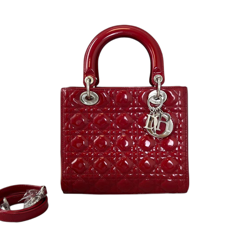 Lady Dior Medium Patent Cannage Red SHW