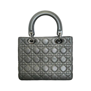 Lady Dior Medium Lambskin Cannage Gunmetal SHW