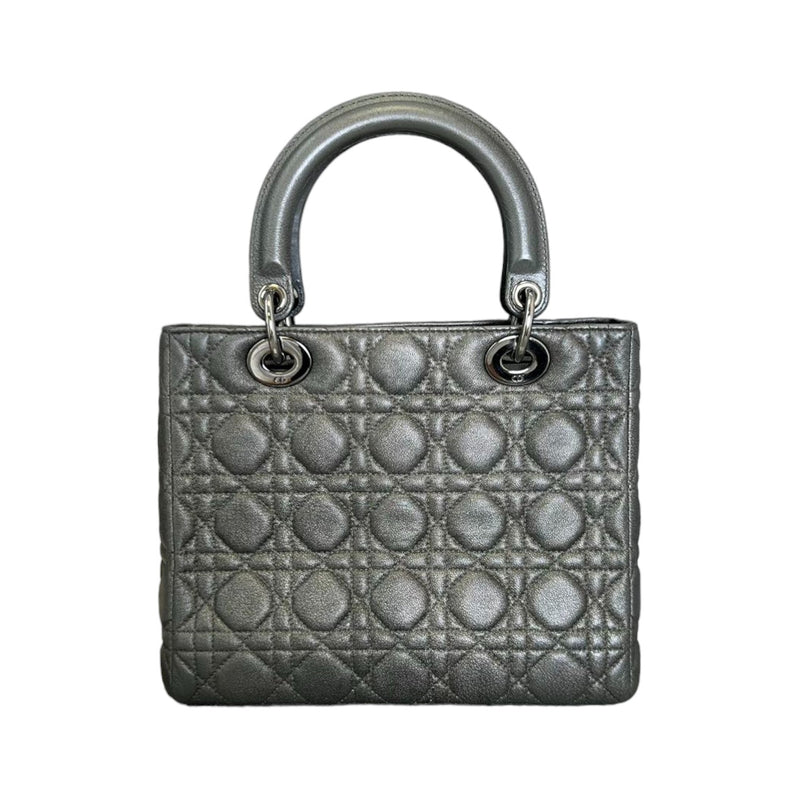 Lady Dior Medium Lambskin Cannage Gunmetal SHW