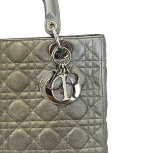 Lady Dior Medium Lambskin Cannage Gunmetal SHW