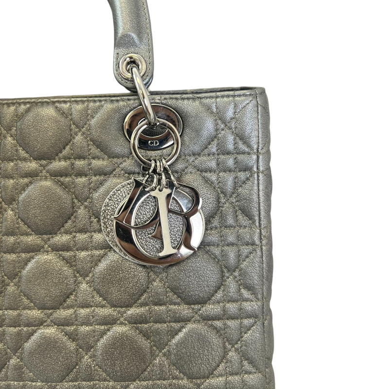 Lady Dior Medium Lambskin Cannage Gunmetal SHW