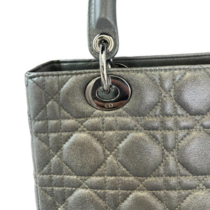 Lady Dior Medium Lambskin Cannage Gunmetal SHW