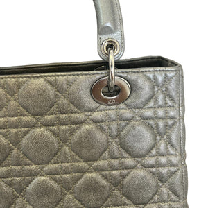 Lady Dior Medium Lambskin Cannage Gunmetal SHW