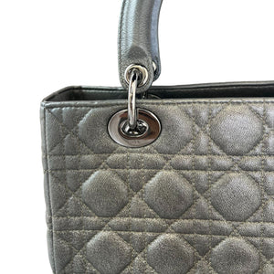 Lady Dior Medium Lambskin Cannage Gunmetal SHW