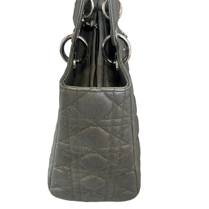 Lady Dior Medium Lambskin Cannage Gunmetal SHW