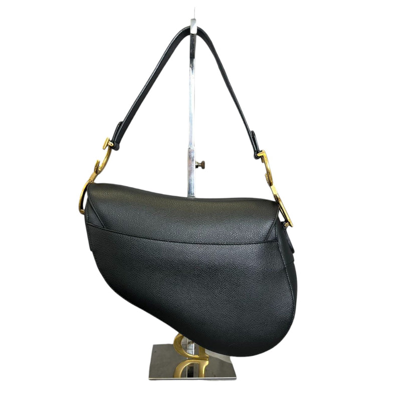 Saddle Bag Medium Grained Calfskin Black GHW