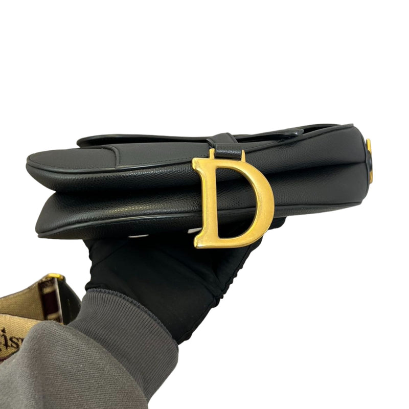 Saddle Bag Medium Grained Calfskin Black GHW