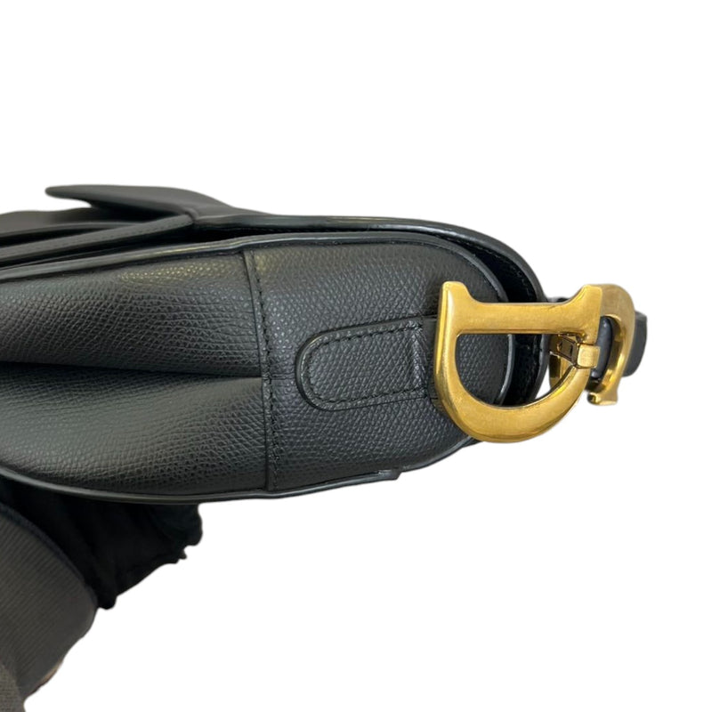 Saddle Bag Medium Grained Calfskin Black GHW