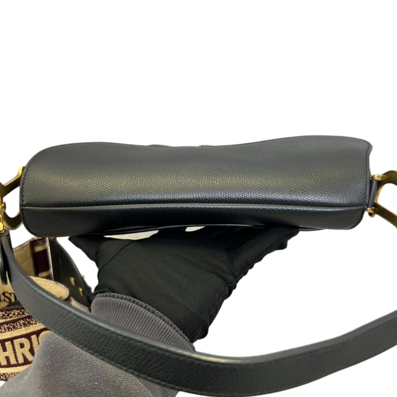 Saddle Bag Medium Grained Calfskin Black GHW