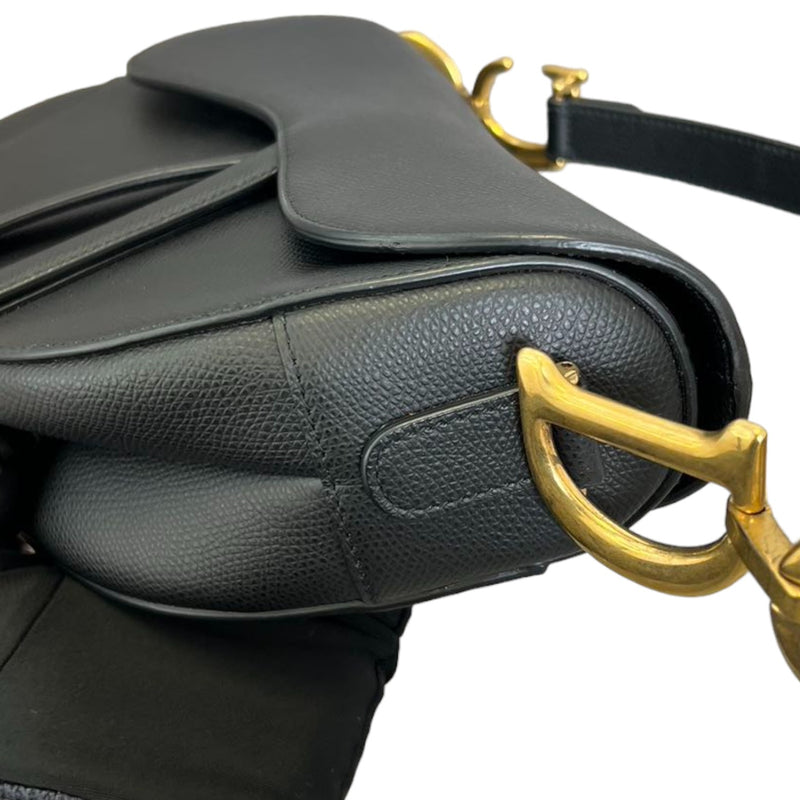 Saddle Bag Medium Grained Calfskin Black GHW