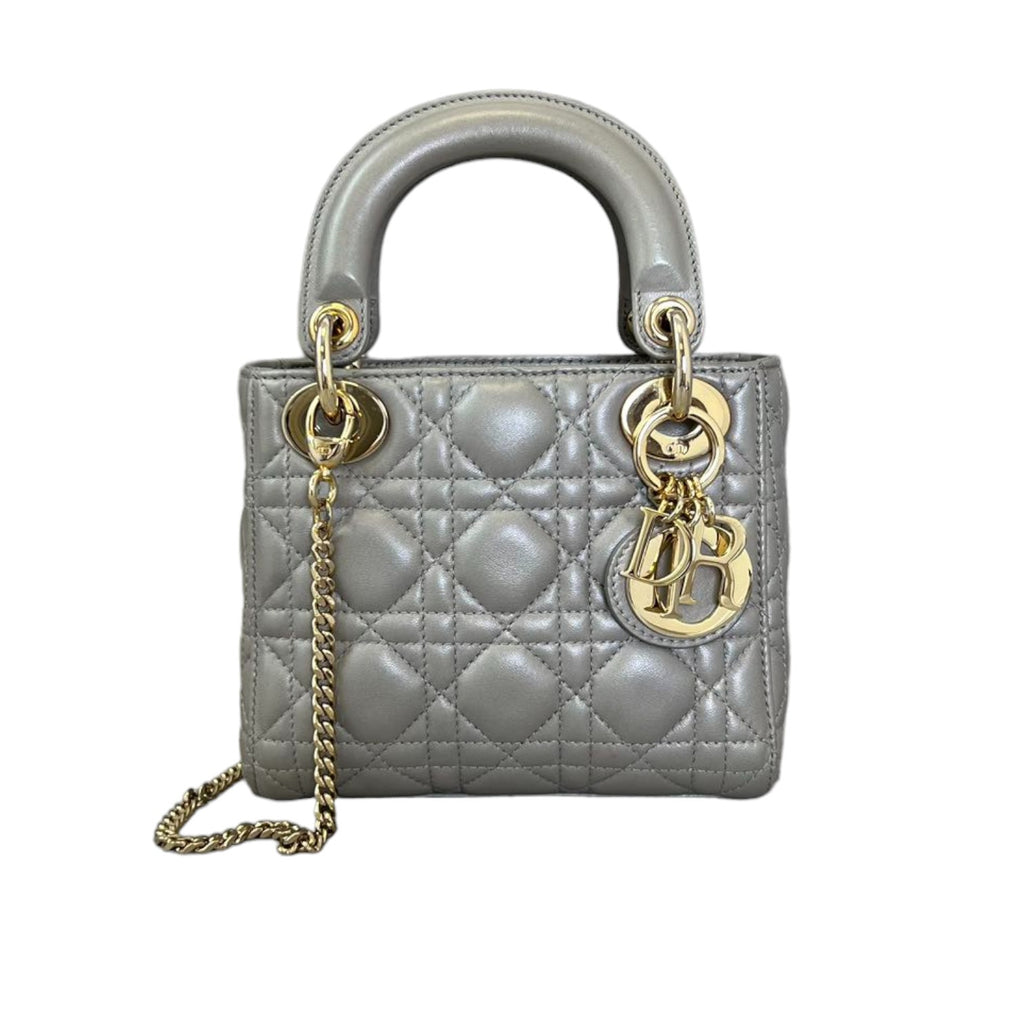 Lady Dior Mini Lambskin Grey GHW