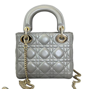 Lady Dior Mini Lambskin Grey GHW