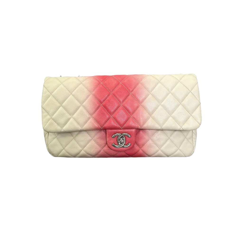 Flap Ombre Caviar Leather White Rose Pink SHW