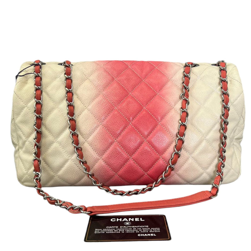 Flap Ombre Caviar Leather White Rose Pink SHW