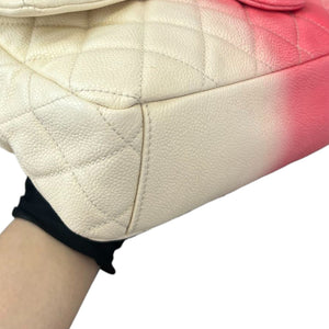 Flap Ombre Caviar Leather White Rose Pink SHW