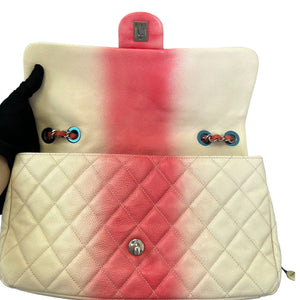 Flap Ombre Caviar Leather White Rose Pink SHW