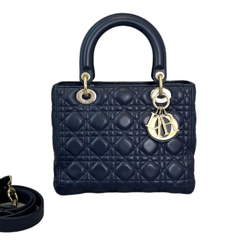 Lady Dior Medium Lambskin Navy Blue GHW