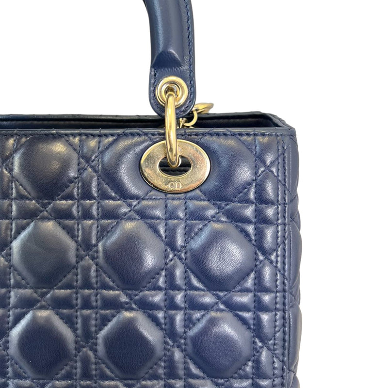 Lady Dior Medium Lambskin Navy Blue GHW