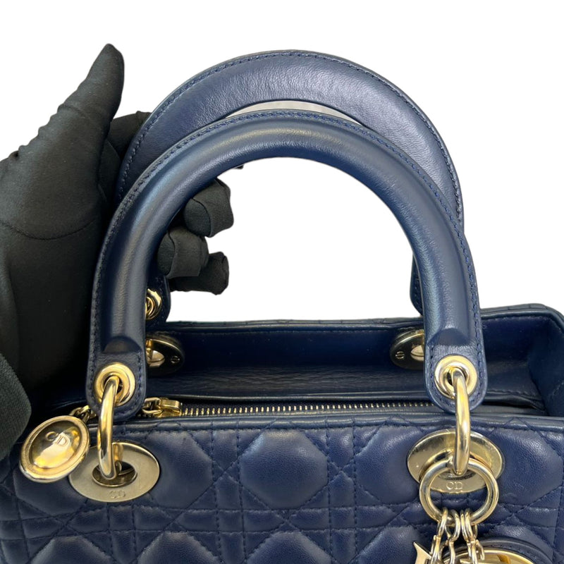 Lady Dior Medium Lambskin Navy Blue GHW