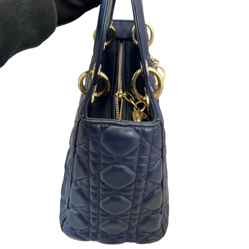 Lady Dior Medium Lambskin Navy Blue GHW