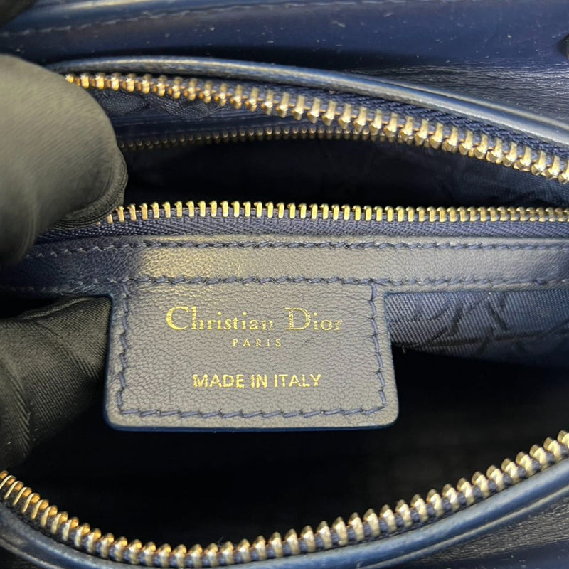 Lady Dior Medium Lambskin Navy Blue GHW