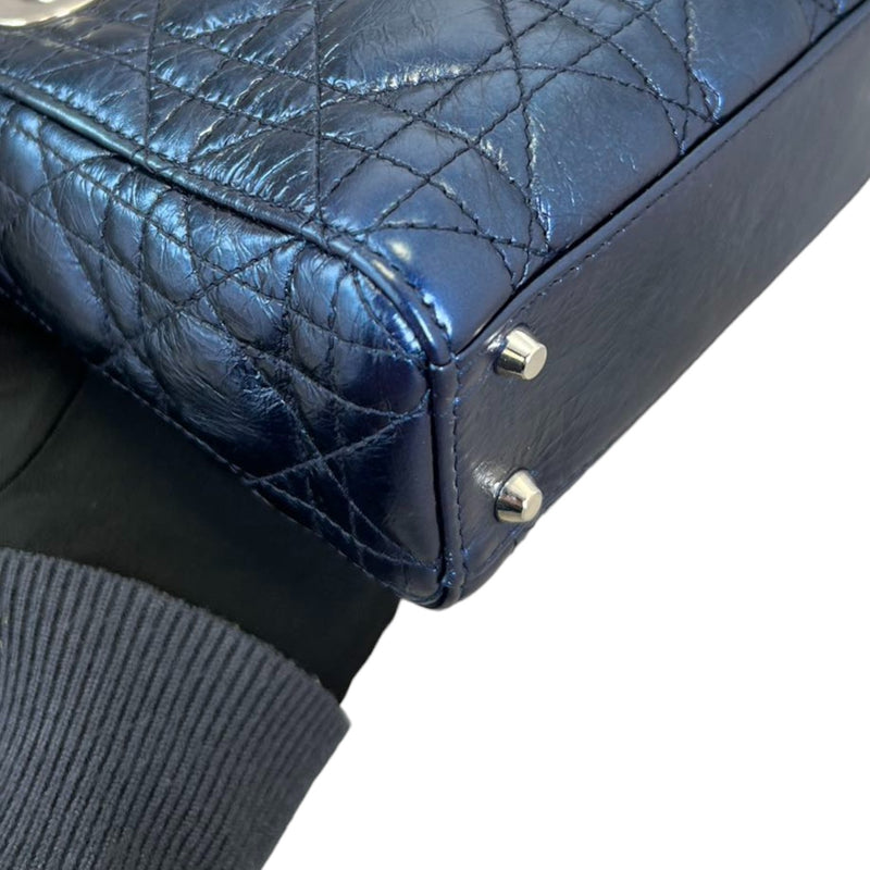 Lady Dior Mini Metallic Calfskin Dew Blue SHW