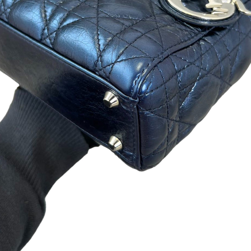Lady Dior Mini Metallic Calfskin Dew Blue SHW