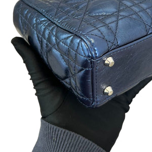 Lady Dior Mini Metallic Calfskin Dew Blue SHW