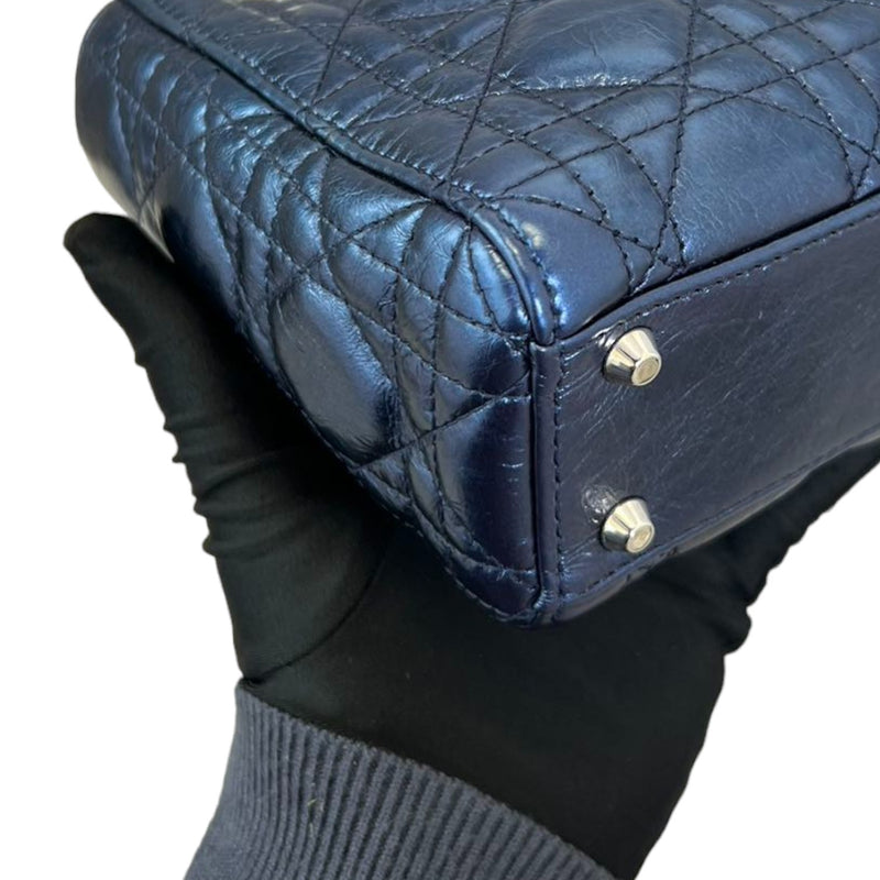 Lady Dior Mini Metallic Calfskin Dew Blue SHW