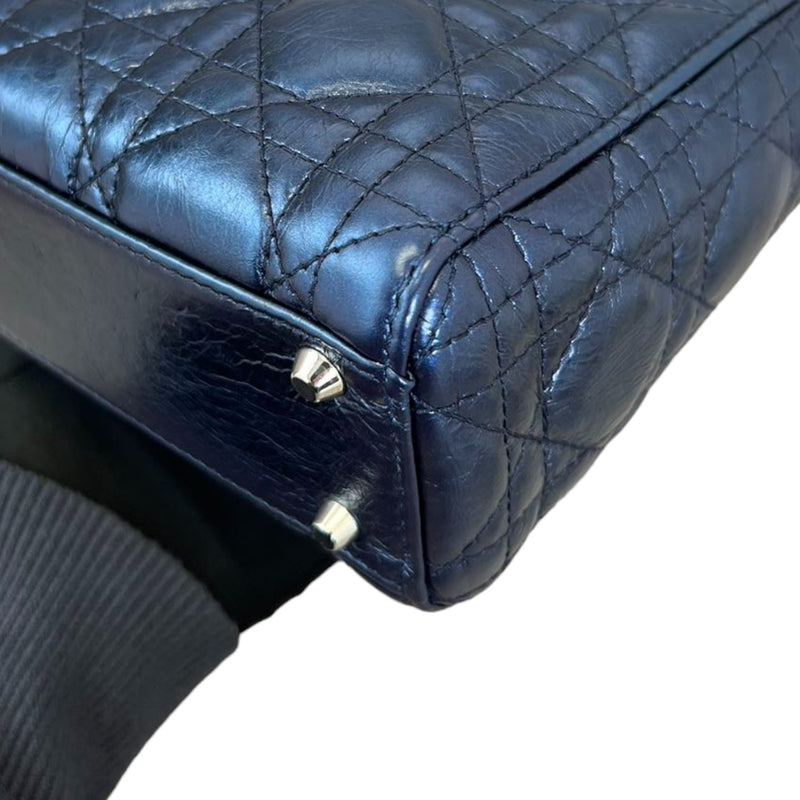 Lady Dior Mini Metallic Calfskin Dew Blue SHW