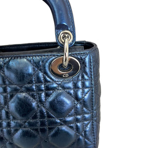 Lady Dior Mini Metallic Calfskin Dew Blue SHW