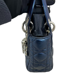 Lady Dior Mini Metallic Calfskin Dew Blue SHW
