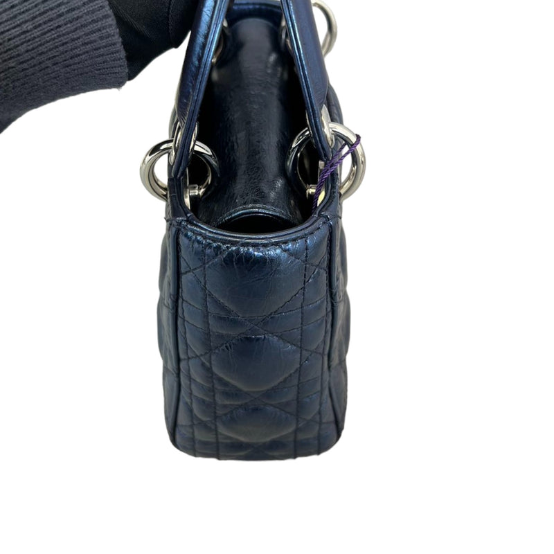 Lady Dior Mini Metallic Calfskin Dew Blue SHW
