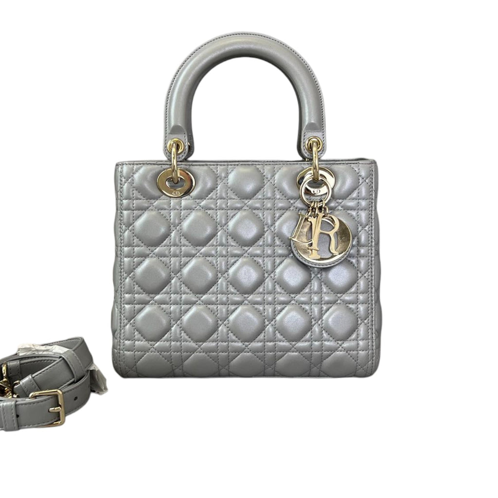 Lady Dior Medium Lambskin Silver GHW