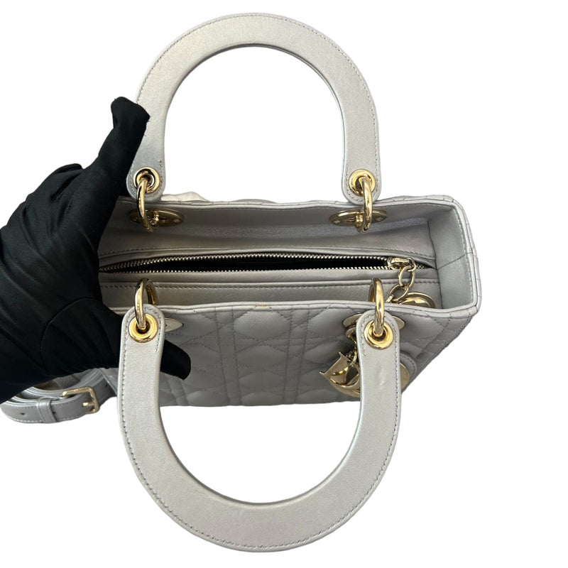 Lady Dior Medium Lambskin Silver GHW