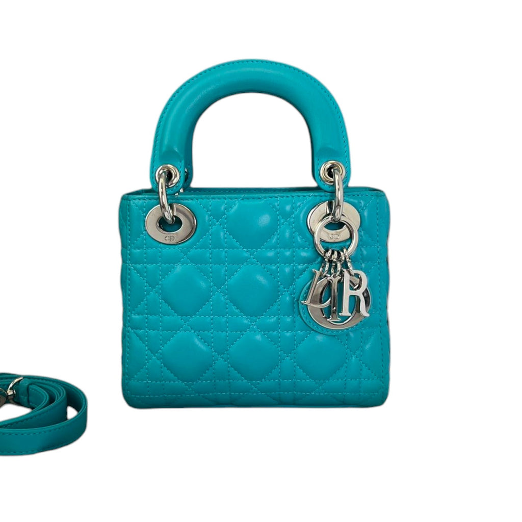 Lady Dior Mini Lambskin Aqua Blue SHW