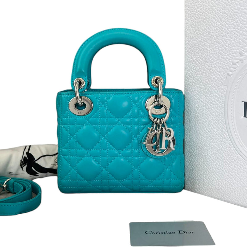 Lady Dior Mini Lambskin Aqua Blue SHW