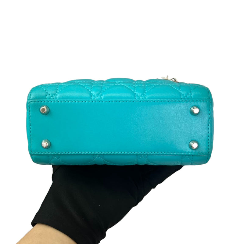 Lady Dior Mini Lambskin Aqua Blue SHW