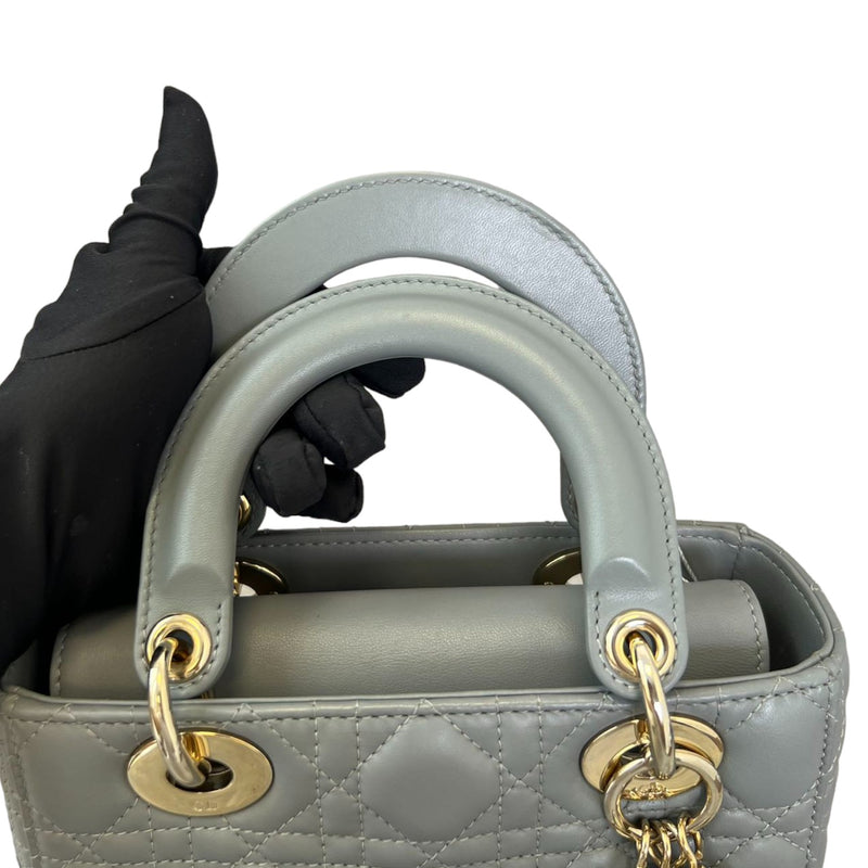 ABC  Lady Dior Small Lambskin Leather Grey GHW