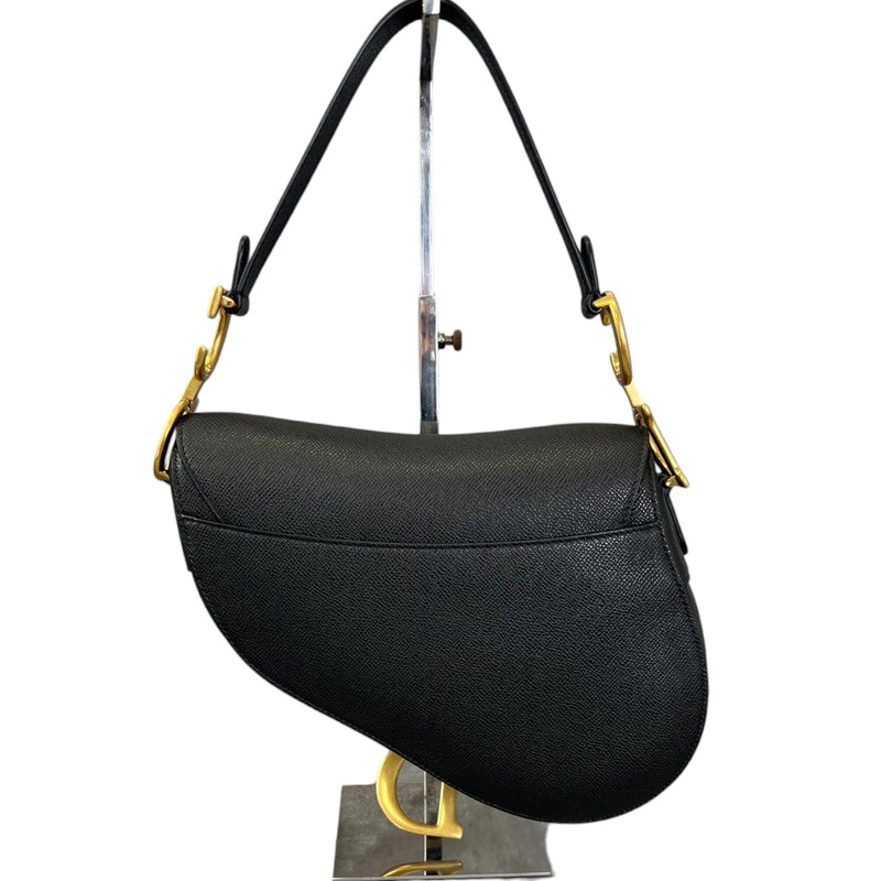 Saddle Bag Medium Grained Calfskin Black GHW