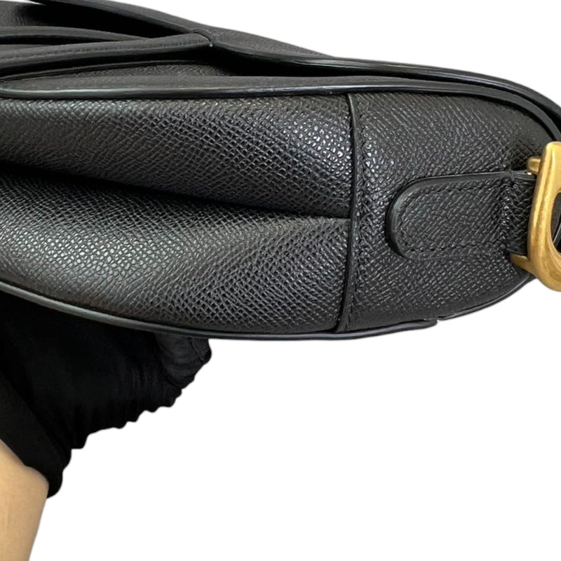 Saddle Bag Medium Grained Calfskin Black GHW