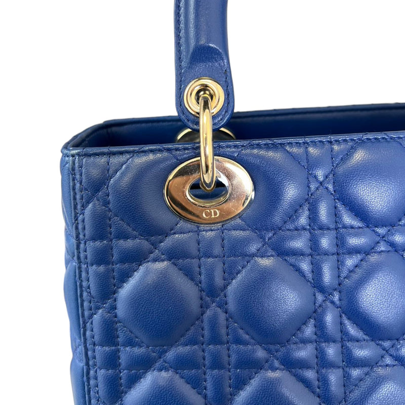 Lady Dior Medium Lambskin Blue GHW