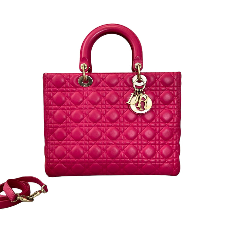 Lady Dior Large Lambskin Cannage Pink GHW