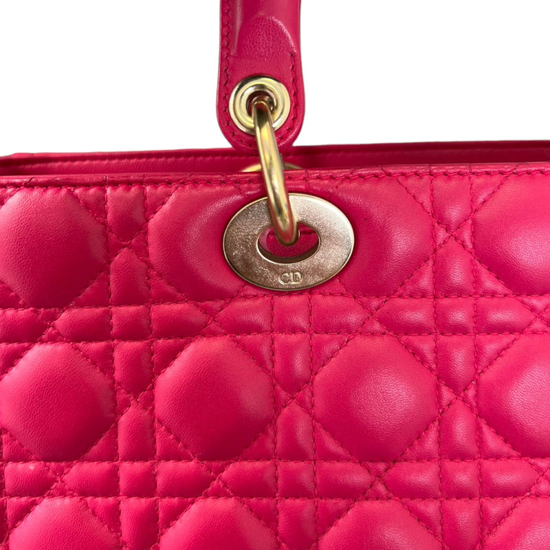 Lady Dior Large Lambskin Cannage Pink GHW