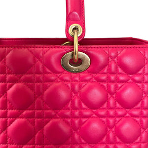 Lady Dior Large Lambskin Cannage Pink GHW